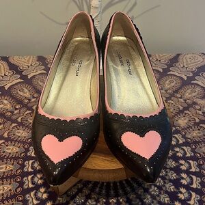 Irregular Choice | Black & Pink Heart Women's Shoes | EU 38/US 7